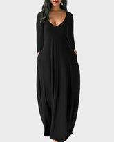 Vestido Casual de Color Liso con Bolsillos